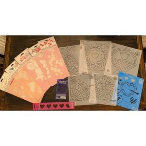 Lot Of 13 Quilting Stencils, Delta, Simply, Butterfly, Flowers, Seashell, Hearts
